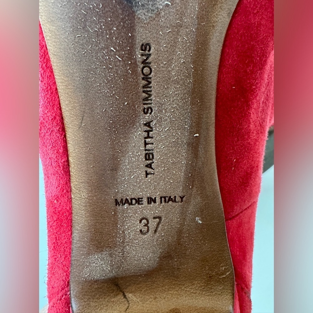 TABITHA SIMMONS Moda red suede 3 straps pumps heels size 37 - Picture 8 of 8